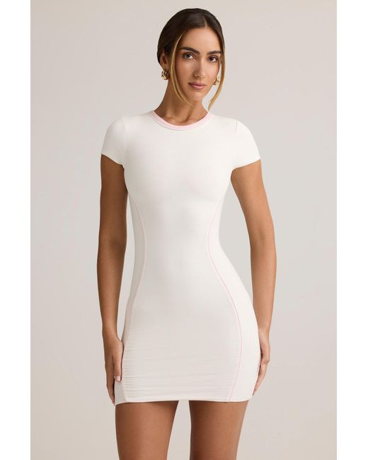 Oh Polly White Modal Short-Sleeve Bodycon Mini Dress