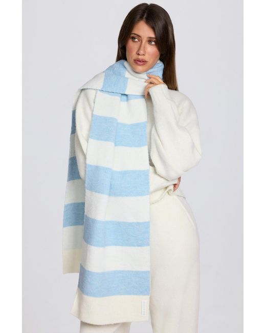 BO+TEE Blue Knit Striped Scarf