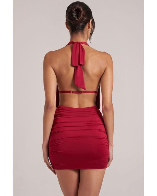 Oh Polly Red Draped Cowl Mini Dress