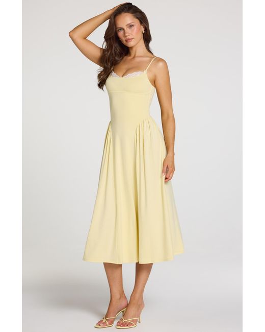 Oh Polly Yellow Modal Lace-Trim Midaxi Dress