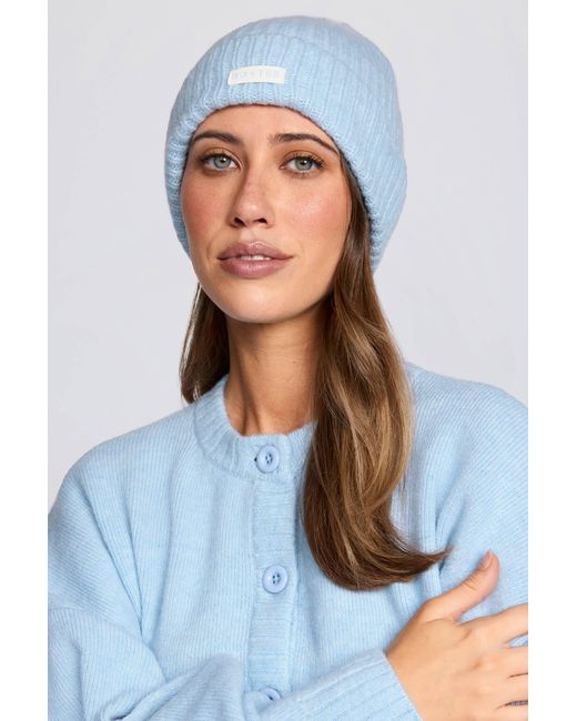 BO+TEE Blue Ribbed Knit Beanie Hat