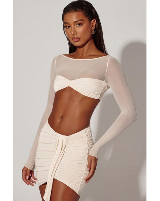 Oh Polly White Asymmetric Draped Mini Skirt