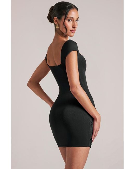 Oh Polly Black Sweetheart Neckline Mini Dress