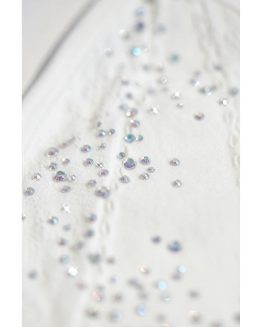 Oh Polly White Embellished Mid-Rise Mini Skirt