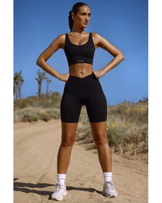 BO+TEE Black High Waist Flexirib Biker Shorts