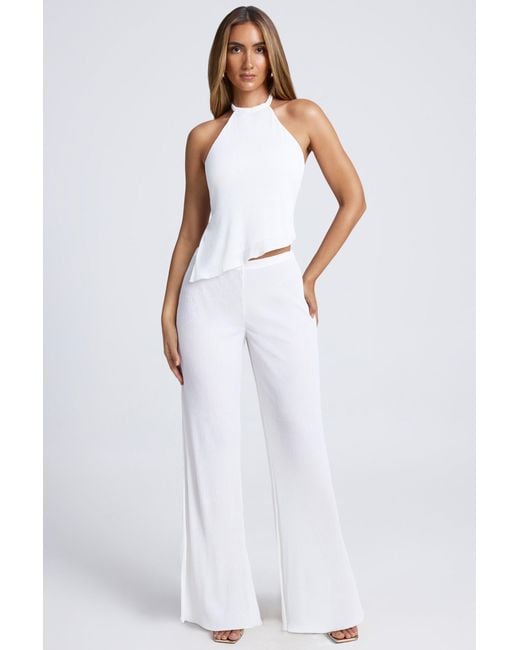 Oh Polly White Open-Back Asymmetric Halterneck Top