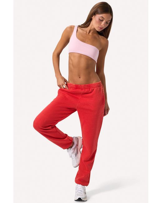BO+TEE Red Brushed Jersey Oversized Joggers