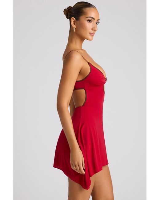 Oh Polly Red Contrast Binding Mini Dress