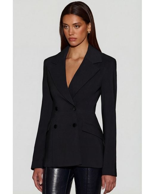 Oh Polly Black Structured Double-Breasted Blazer