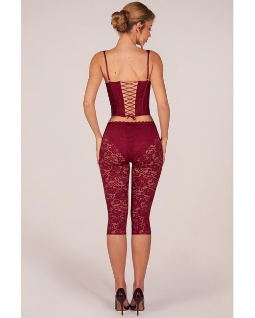 Oh Polly Red Laced Capri Trousers