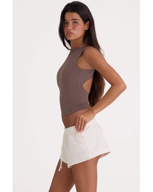 BO+TEE Natural Brushed Jersey Elasticated Mini Shorts