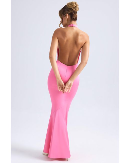 Oh Polly Pink Halterneck Fishtail Gown