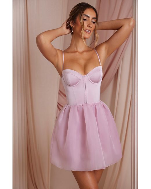 Oh Polly Pink Tulle Skirt Corset Mini Dress