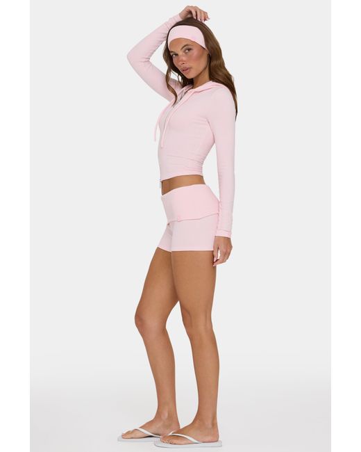 BO+TEE Pink Ribbed Jersey Mini Shorts