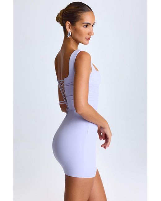 Oh Polly Purple Draped Structured Corset Mini Dress