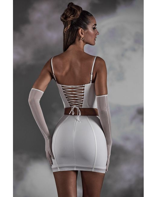 Oh Polly White Lace Up Mini Skirt