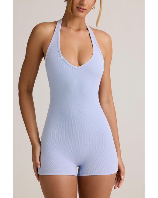 Oh Polly Blue Modal Ribbed Backless Playsuit