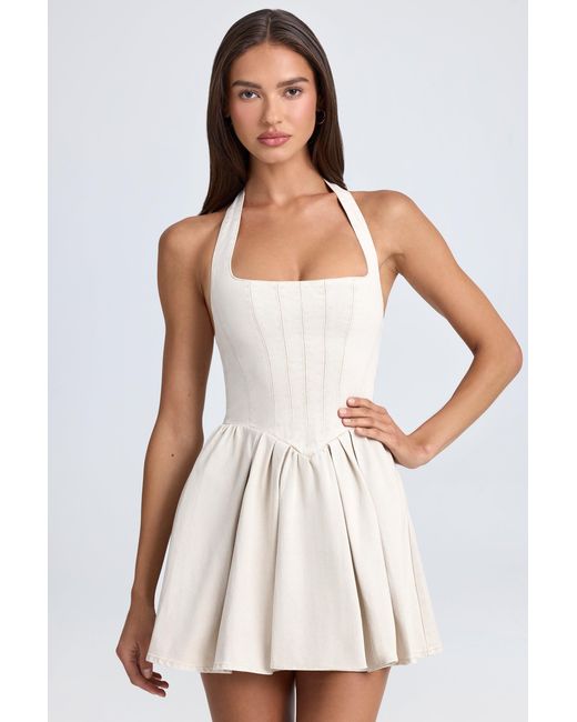 Oh Polly White Halterneck Corset Micro Mini Dress