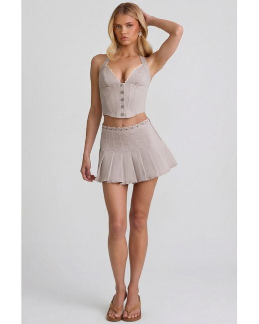 Oh Polly White Low-Rise Pleated Mini Skirt
