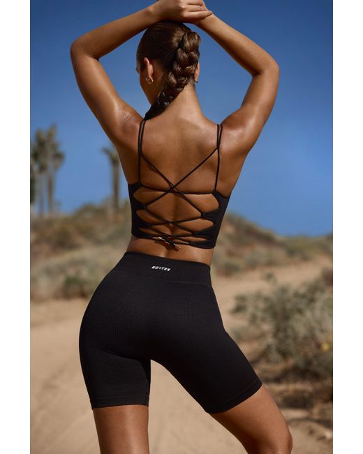 BO+TEE Black High Waist Flexirib Biker Shorts