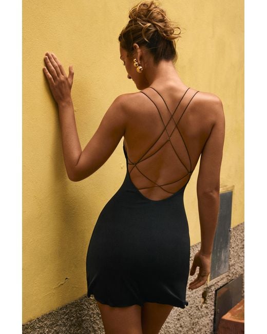 Oh Polly Black Strap-Detail Halterneck Mini Dress