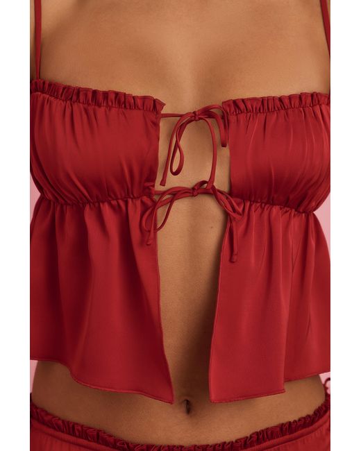 Oh Polly Red Tie-Front Camisole Top