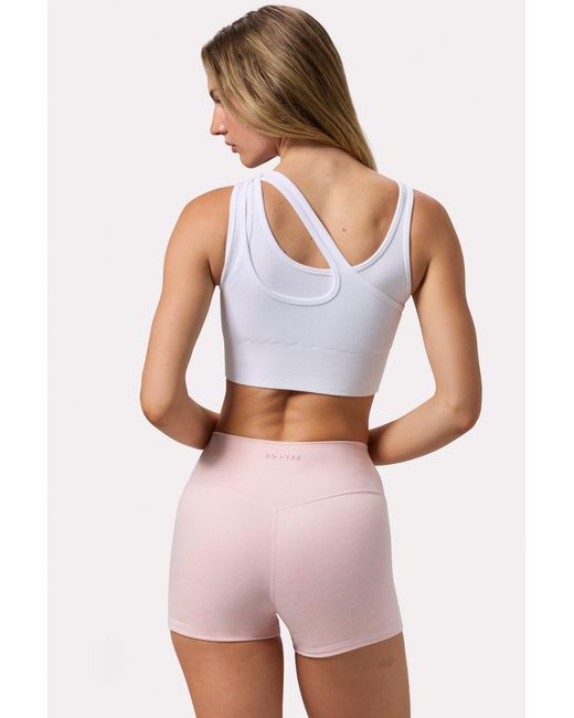 BO+TEE White Seamless Soft Rib Asymmetric Sports Bra