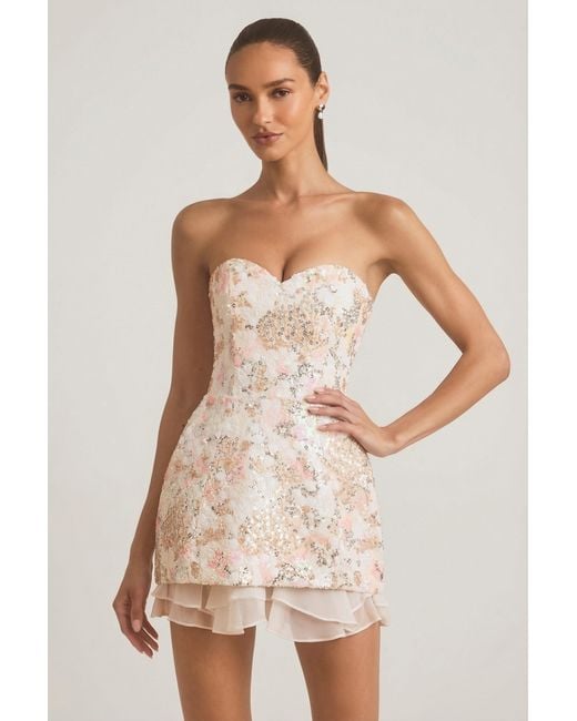 Oh Polly Multicolor Embellished Strapless Corset Mini Dress