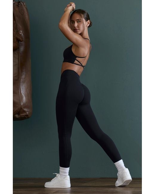 BO+TEE Green Lightweight Seamless Wrap-Over High-Waist Leggings