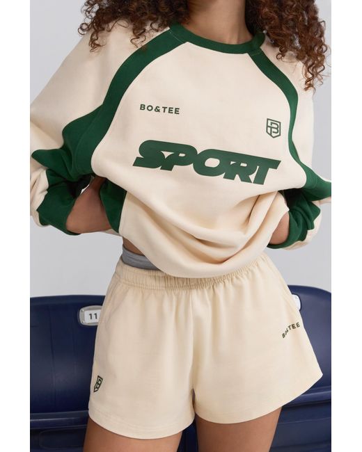 BO+TEE Natural Soft Cotton Jersey Elasticated Mini Shorts