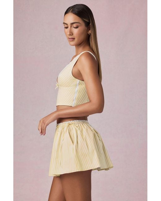 Oh Polly Yellow Ruched Drawstring Mini Skirt