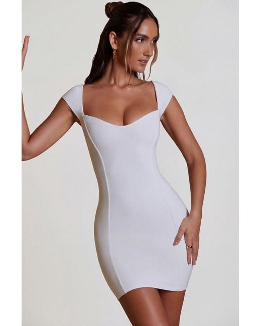 Oh Polly White Sweetheart Neckline Cap Sleeve Mini Dress