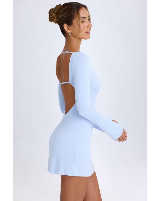 Oh Polly Blue Cut-Out Long-Sleeve Mini Dress