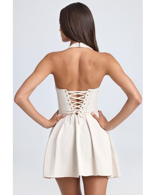 Oh Polly White Halterneck Corset Micro Mini Dress