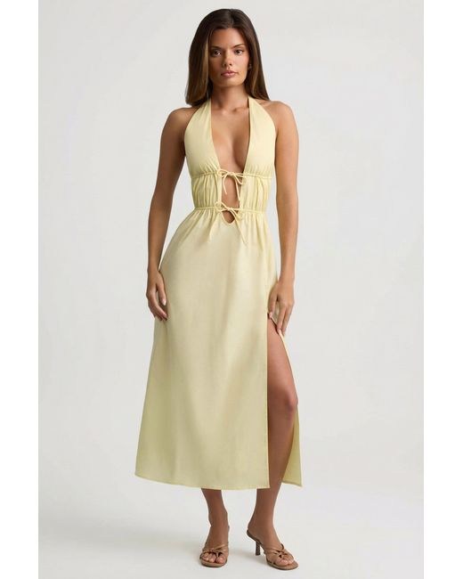 Oh Polly Yellow Backless Cotton-Poplin Midaxi Dress