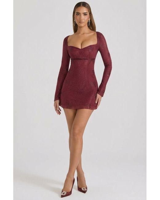 Oh Polly Red Embellished Sweetheart A-Line Mini Dress