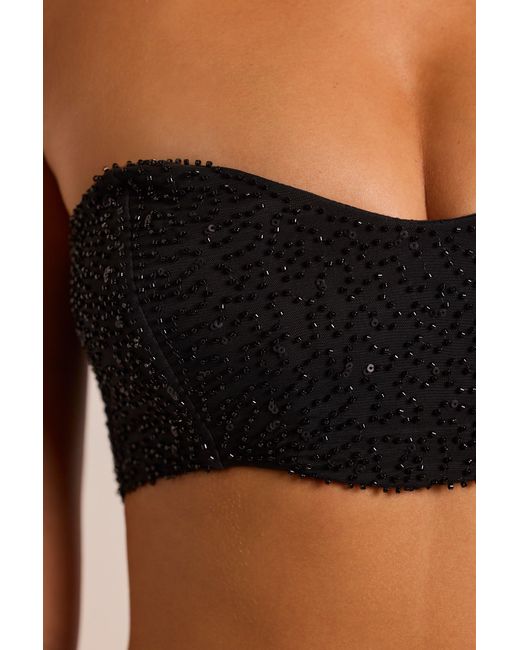 Oh Polly Black Embellished Strapless Corset Top