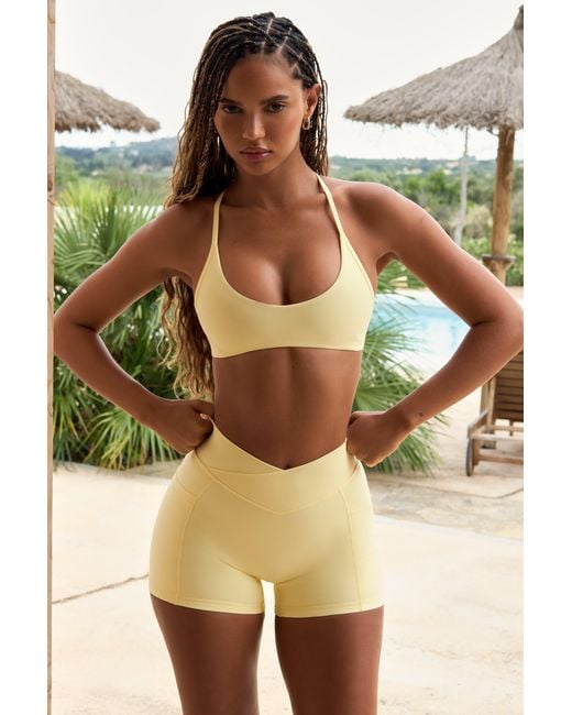 BO+TEE Yellow Soft Active Pocket V-Waist Mini Shorts