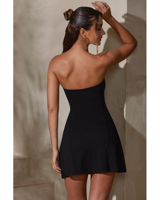 Oh Polly Black Bandeau Neckline Mini Dress