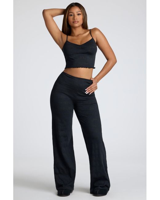 Oh Polly Multicolor Tall Mid Rise Straight Leg Pointelle Trousers