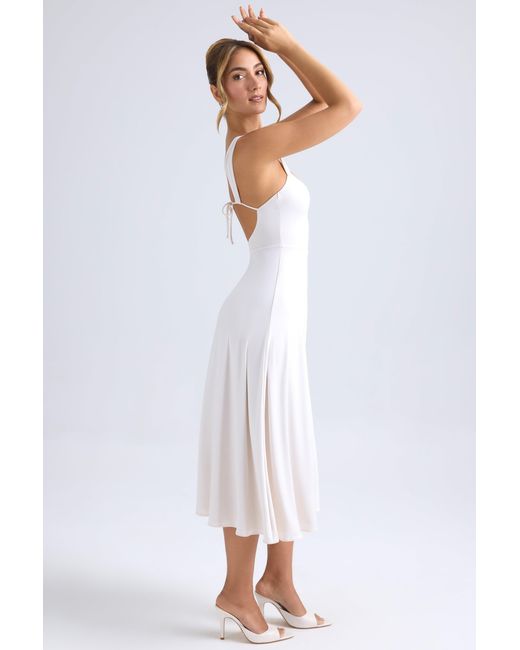 Oh Polly White Sweetheart-Neck Ruched Midaxi Dress