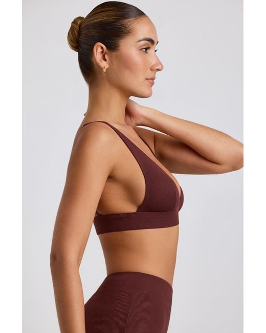 Oh Polly Brown Ribbed Modal Triangle Bralette