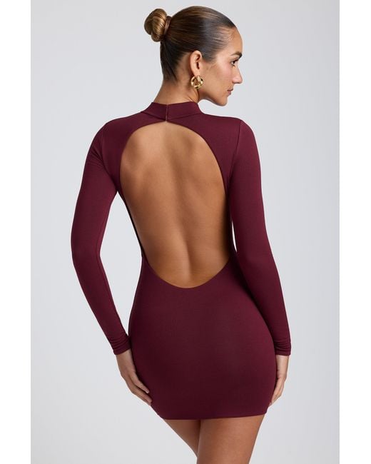 Oh Polly Purple Modal Open-Back Long-Sleeve Mini Dress