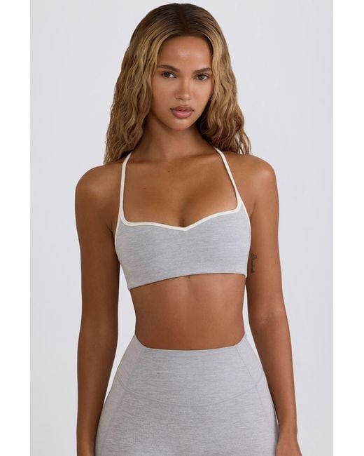 BO+TEE Gray Soft Active Sweetheart-Neck Sports Bra