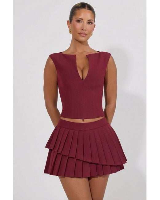 Oh Polly Layered Pleated Low-Rise Mini Skirt