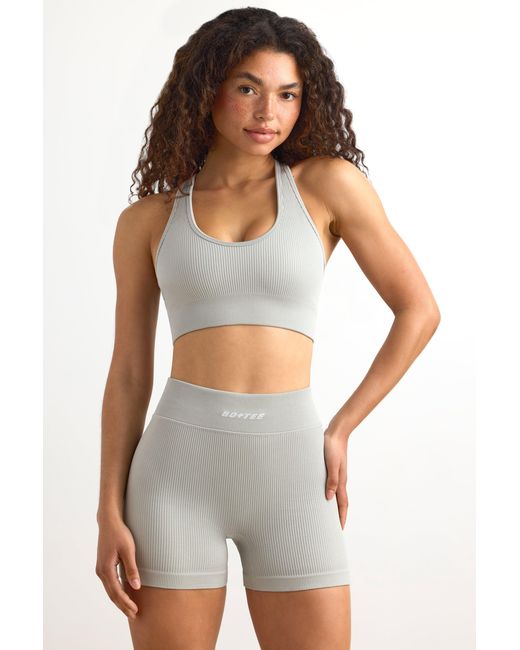 BO+TEE Gray Flexirib Mini Shorts