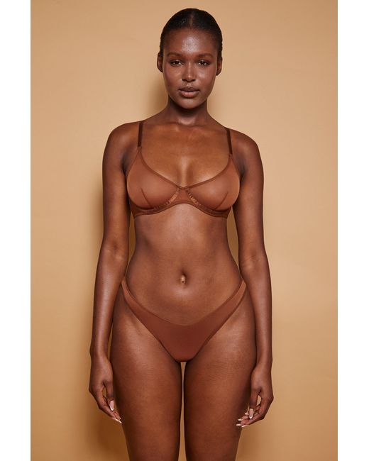 Oh Polly Brown Soft Mesh Single Layer Underwired Bra