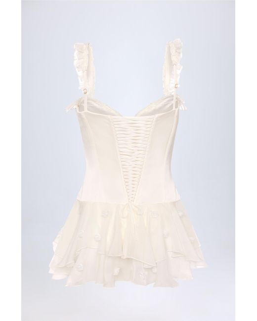 Oh Polly White Ruffled Corset Bodysuit