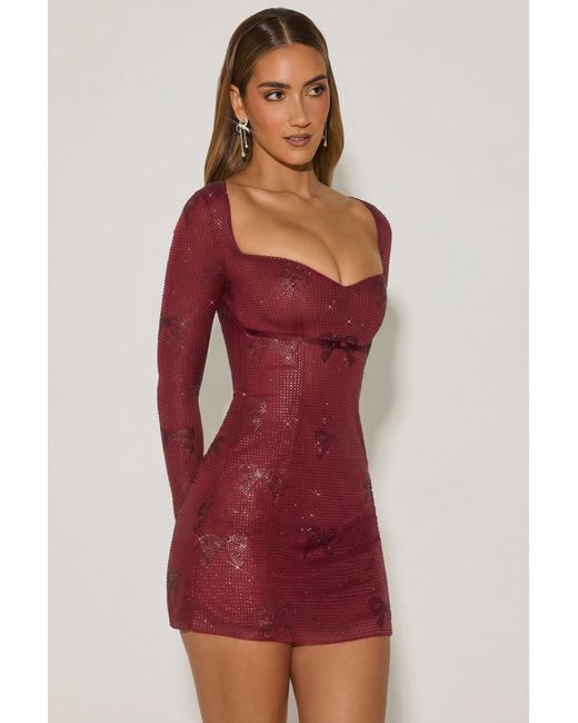 Oh Polly Red Embellished Sweetheart A-Line Mini Dress