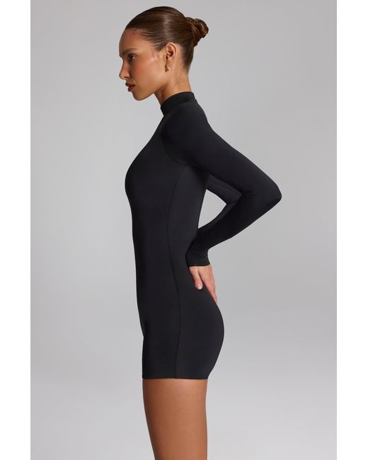 Oh Polly Black Slinky Jersey Long-Sleeve Playsuit